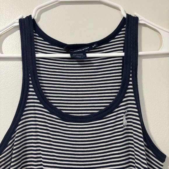 Ralph Lauren Sport Striped Ribbed Tank Dress - Navy/White - Picture 2 of 6